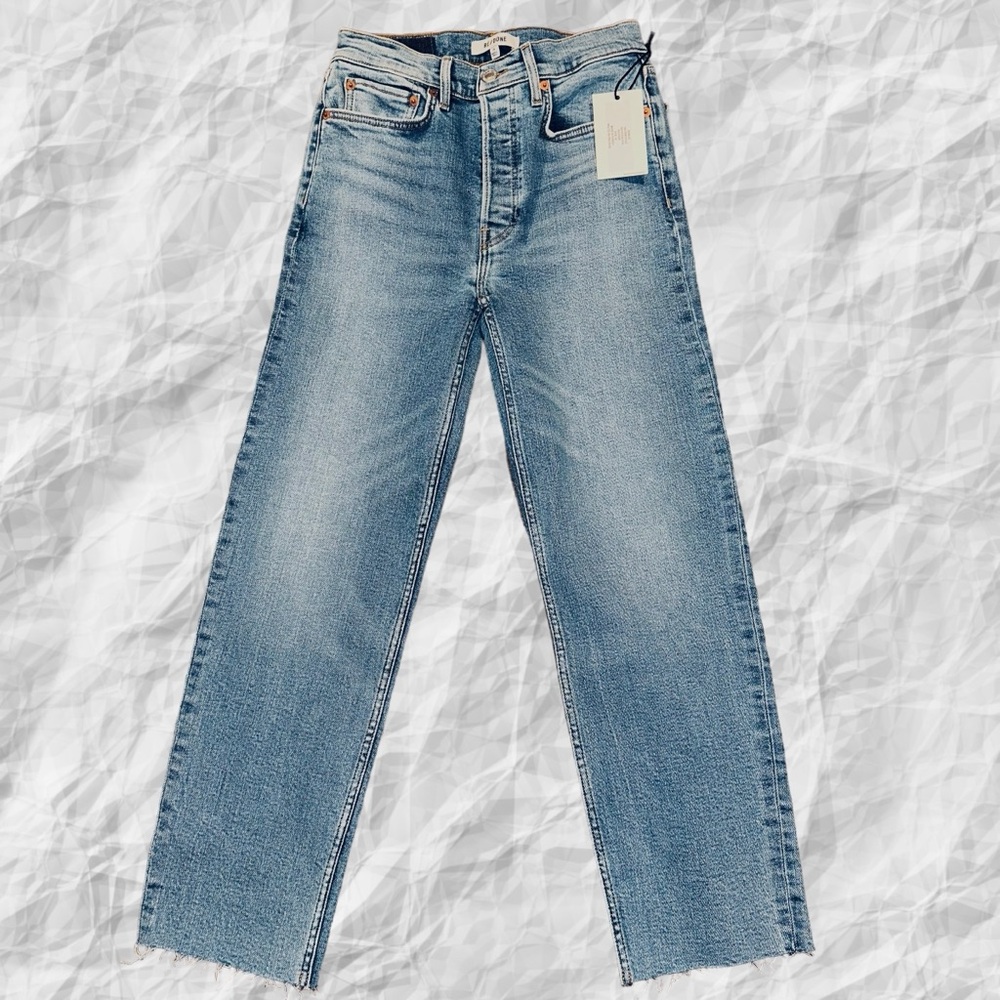 Re/done NWT 70s Stovepipe Cropped Straight Size 26X26 Fray Hem Rio Fade‎